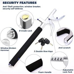 Anti-Theft Car Steering Wheel Lock with Black Foam Handle
